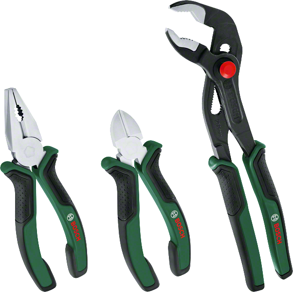 Pliers Set 3 Piece Premium (Pliers, Side Cutters, Pipe Wrench)