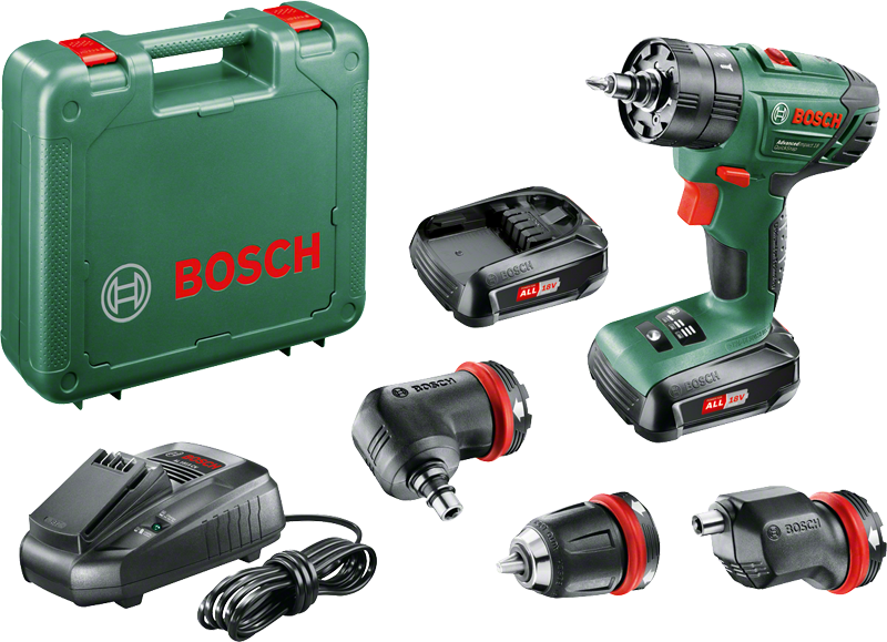 Bosch AdvancedImpact 18 Dual Cordless Impact Drill Driver (2 x 1.5 Ah) + 3 Adapters