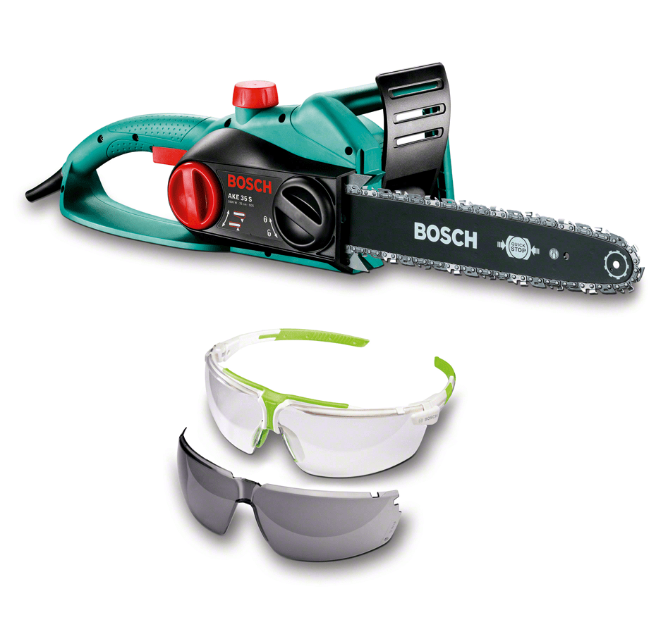 Bosch AKE 35 S + Chainsaw with Glasses