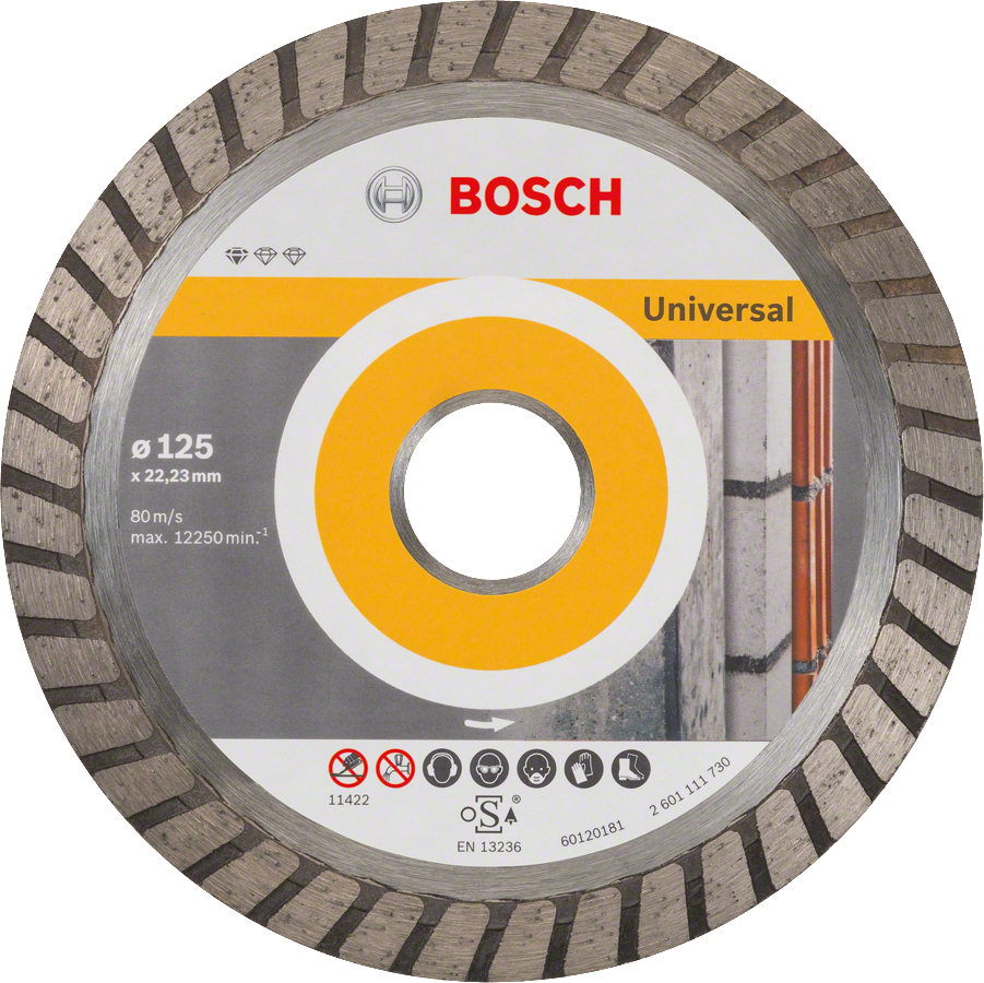 Bosch - Standard Seri Genel Yapı Malzemeleri İçin Turbo Segmanlı Elmas Kesme Diski 125 mm