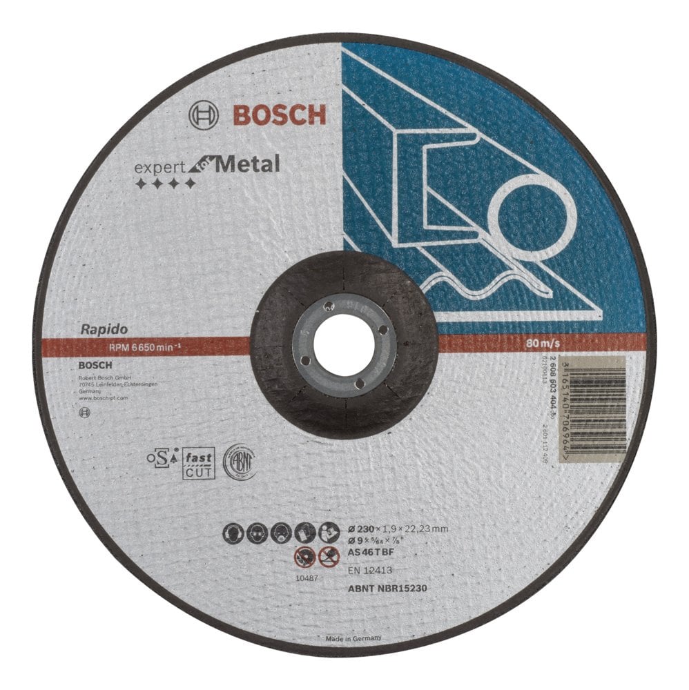 Bosch - 230 * 1.9mm Expert Series Curved Metal Cutting Disc (Stone) - Rapido