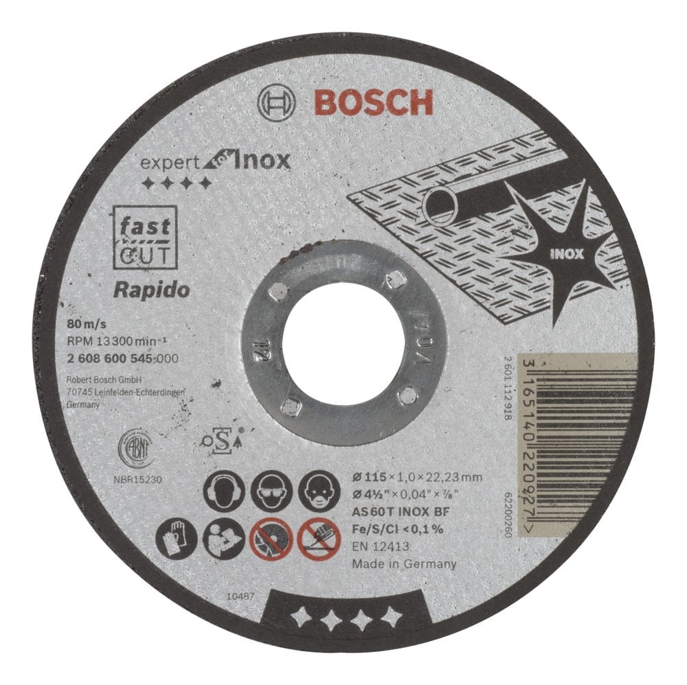 Bosch - 115 * 1.0 mm Expert Series Flat Inox (Stainless Steel) Cutting Disc (Stone) - Rapido