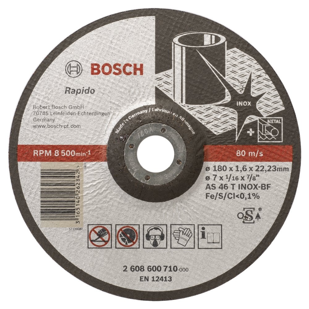 Bosch - 180 * 1.6mm Expert Series Curved Inox (Stainless Steel) Cutting Disc (Stone) - Rapido