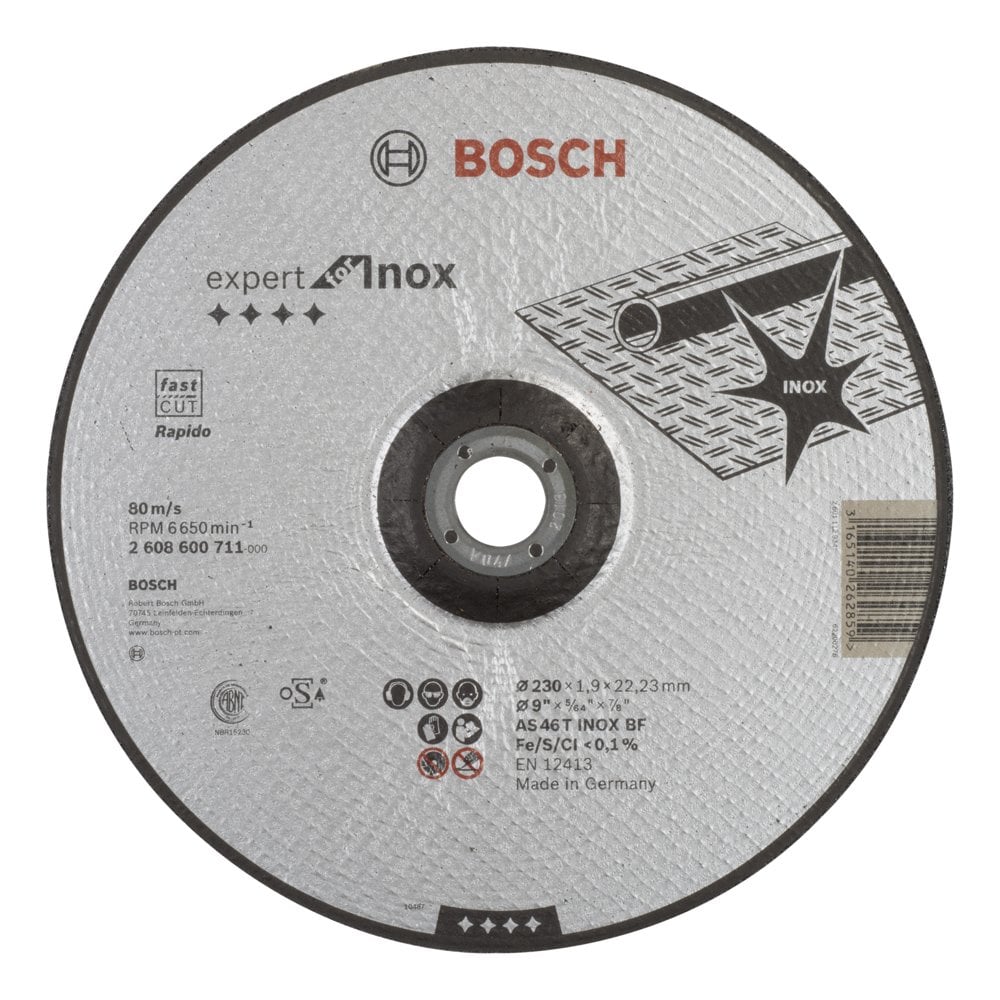 Bosch - 230 * 1.9mm Expert Series Curved Inox (Stainless Steel) Cutting Disc (Stone) - Rapido