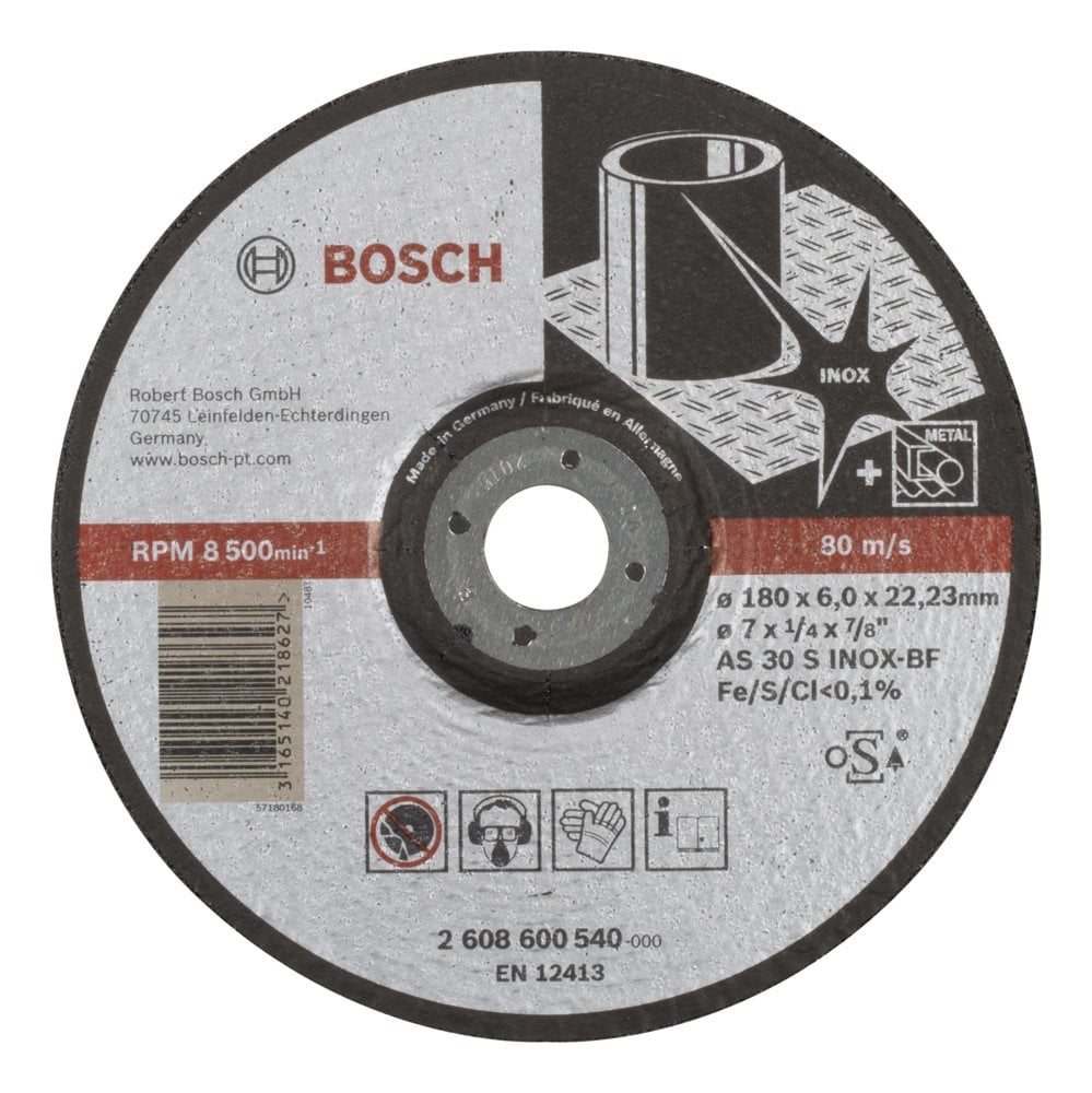 Bosch - 180 * 6.0 mm Expert Series Curved Inox (Stainless Steel) Grinding Disc (Stone)