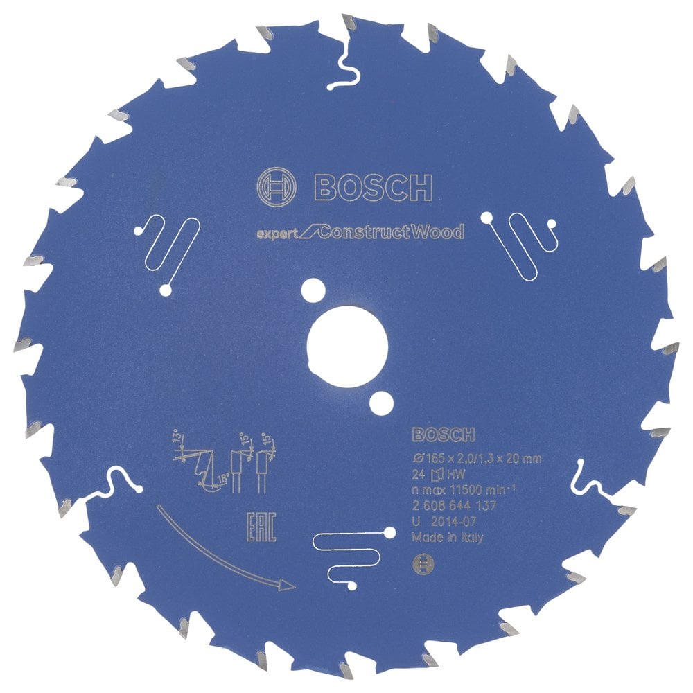 Bosch - Expert Series Circular Saw Blade for Construction Wood 165*20 mm 24 Teeth