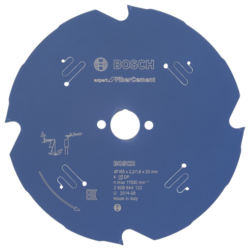 Bosch - Expert Series Circular Saw Blade for Fibre Cement and Plasterboard 165*20 mm 4 Teeth