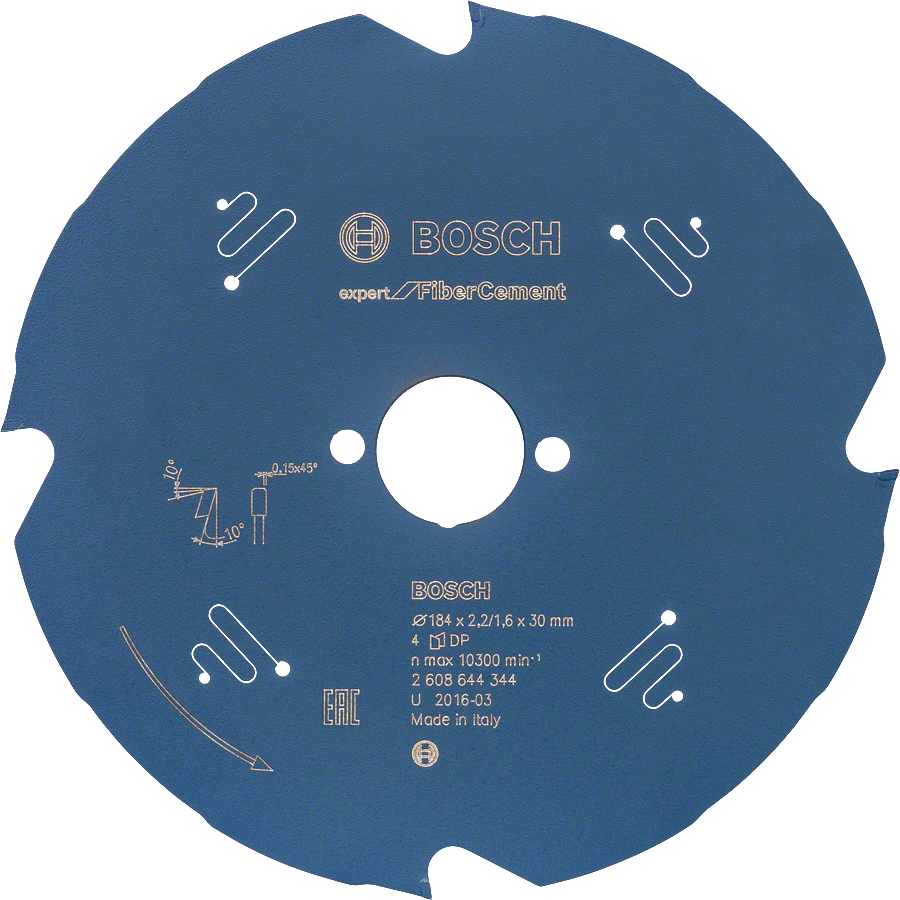 Bosch - Expert Series Circular Saw Blade for Fibre Cement and Plasterboard 184*30 4 Teeth