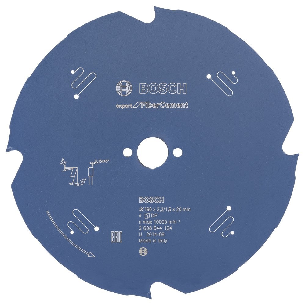 Bosch - Expert Series Circular Saw Blade for Fibre Cement and Plasterboard 190*20 mm 4 Teeth