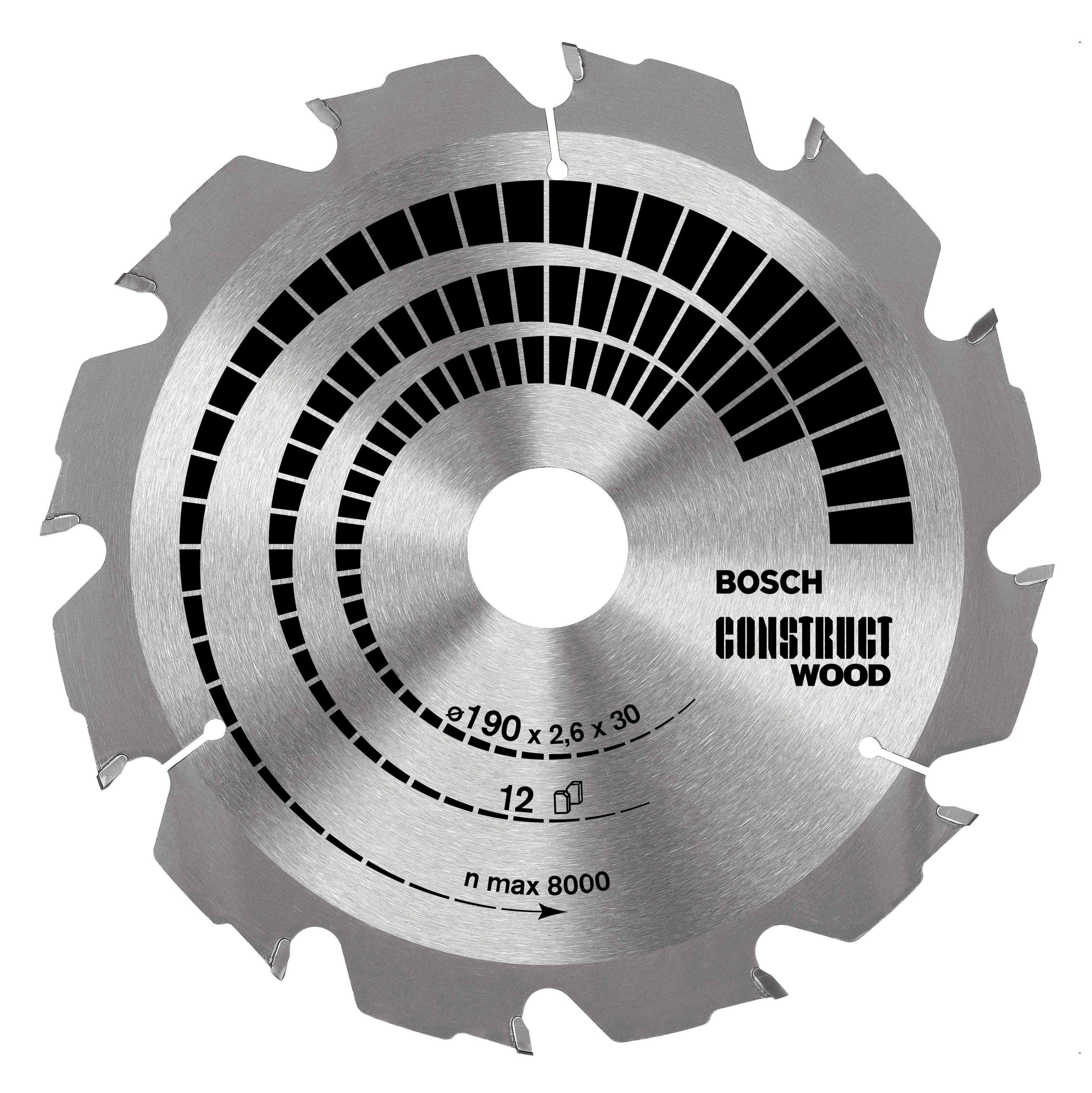 Bosch - Optiline Series Circular Saw Blade for Construction Wood 190*30 mm 12 Teeth