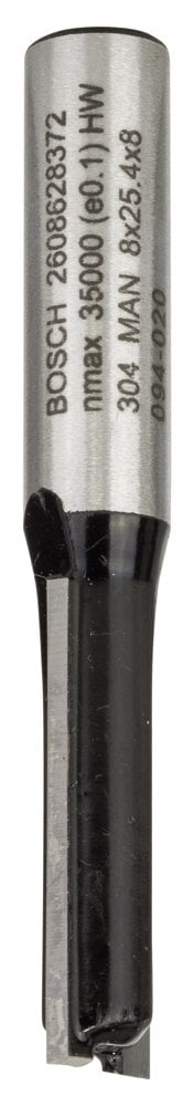 Bosch - Standard Series Double Fluted, Hard Metal Extra Long Straight Router Bit for Wood 8*8*56 mm