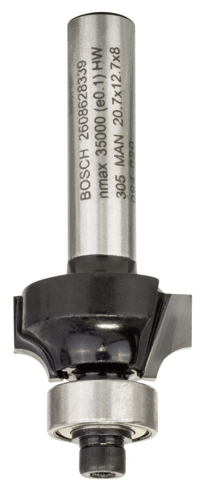 Bosch - Standard Series Double Flute, Solid Metal Ball Bearing Rounding Router for Wood 8*4*53 mm