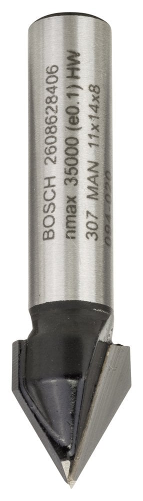 Bosch - Standard Seri Ahşap İçin Çift Oluklu Sert Metal V-Kanal Freze 8*11*45 mm