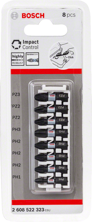 Bosch - Impact Control Series Screwdriver Bit 8pcs T15/T20x2/T25x2/T30x2/T40 *25mm