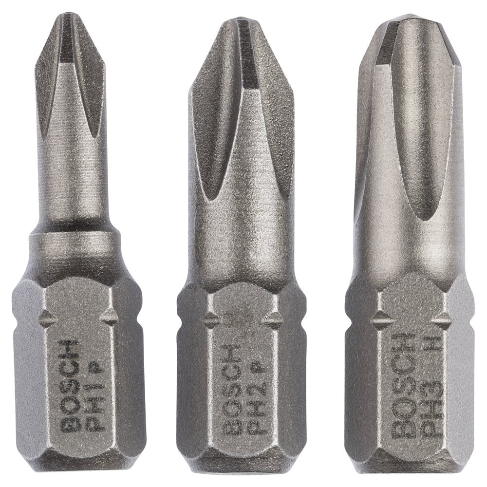 Bosch - 3 Piece Extra Hard Series Screwdriver Bit Set PH1/2/3*25 mm