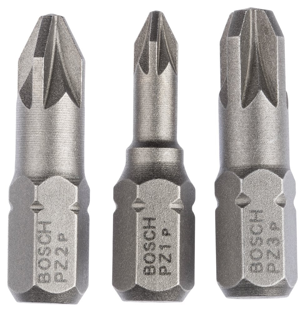 Bosch - 3 Piece Extra Hard Series Screwdriver Bit Set PZ1/2/3*25 mm