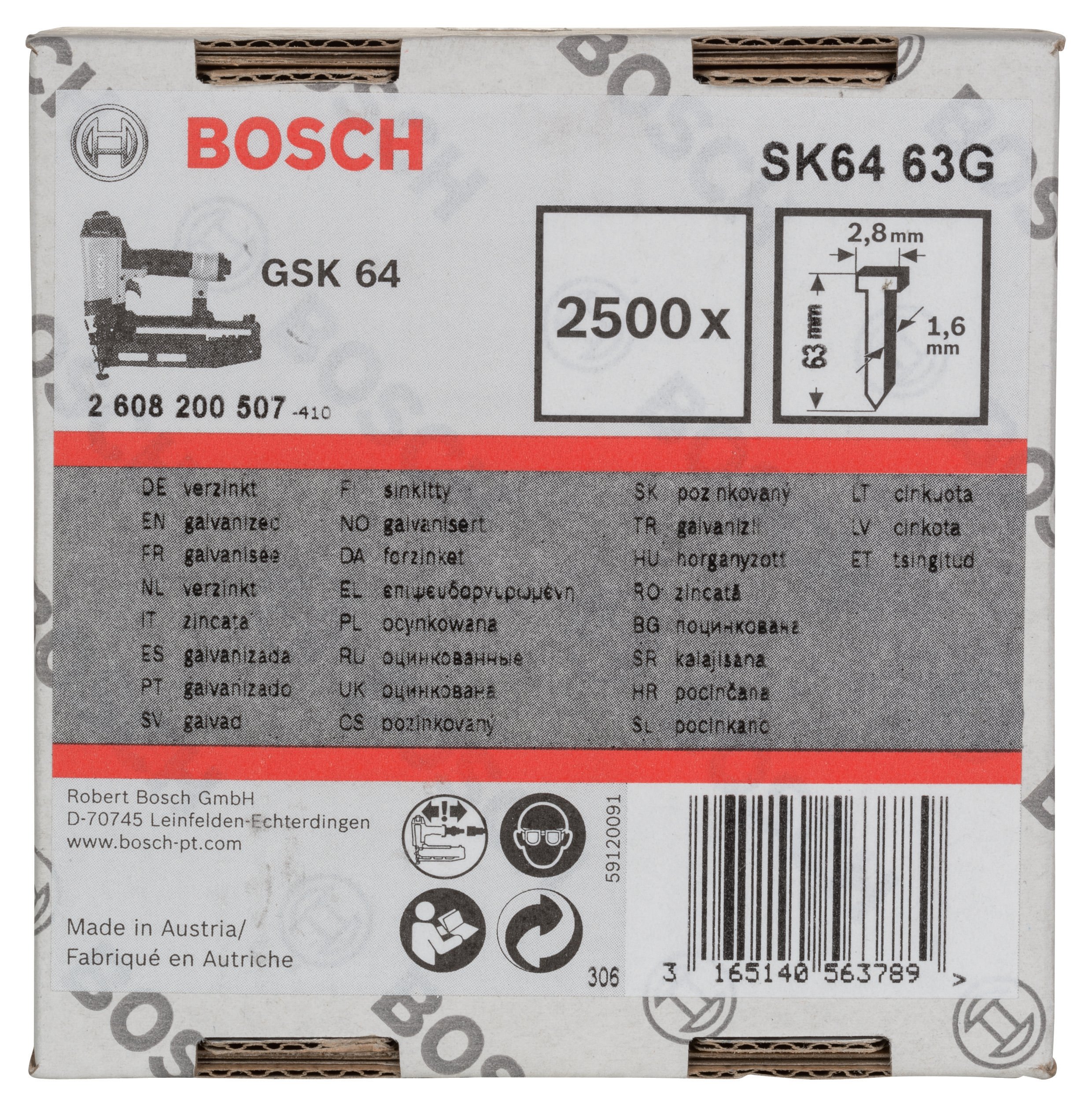 Bosch - GSK 64 Çivisi 63 mm 2500li Galvanizli