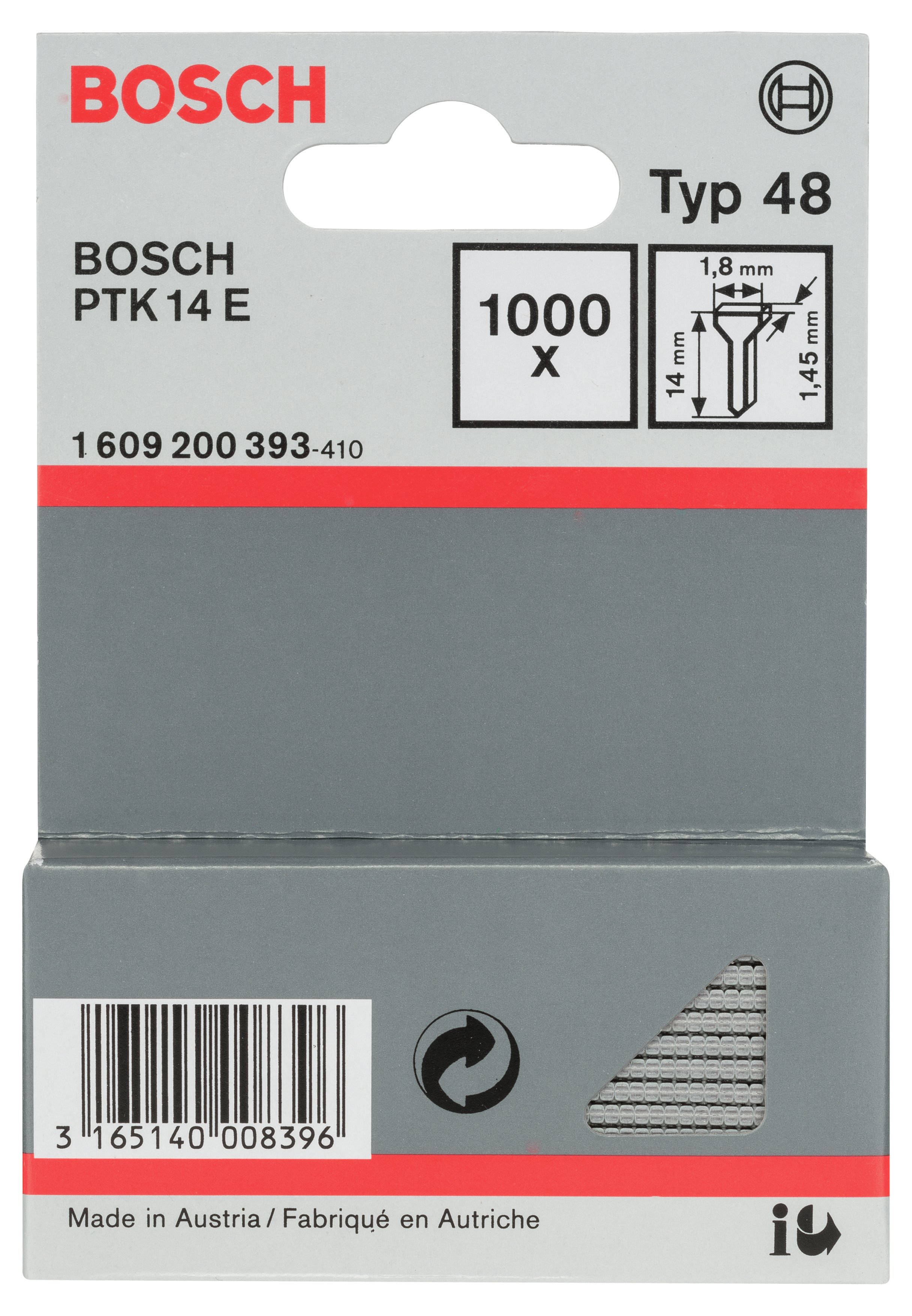 Bosch - Staple Nail 14mm PTK 14/3.6 V