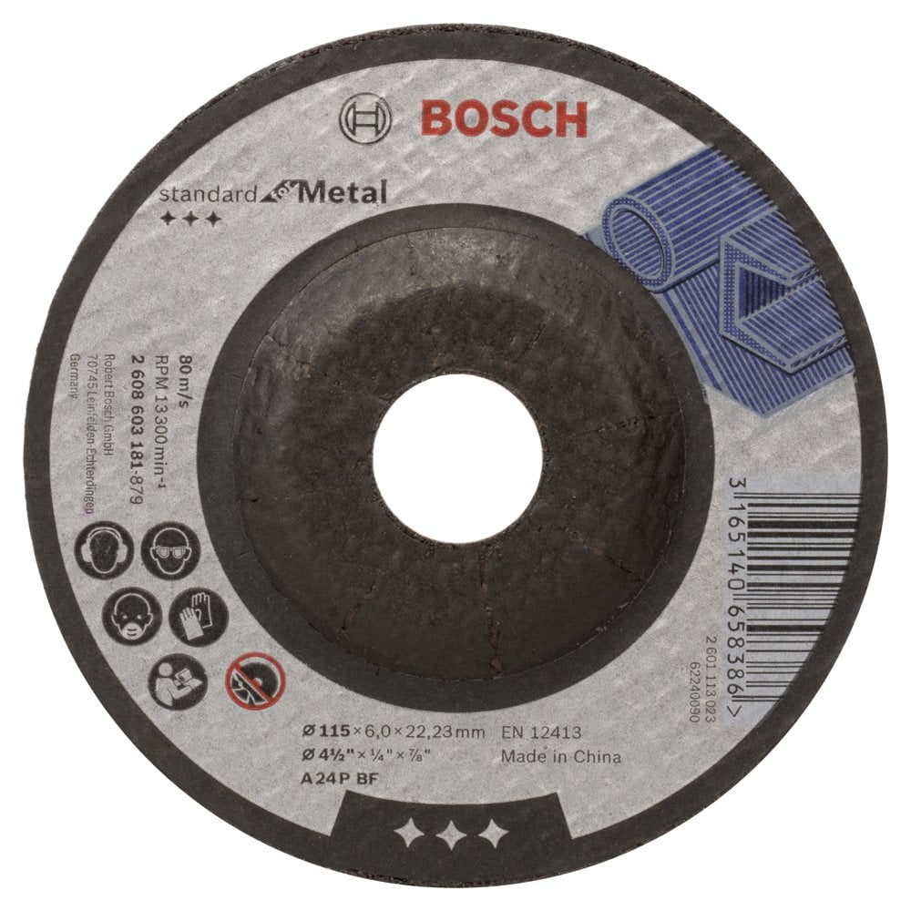 Bosch - 115 * 6.0 mm Standard Series Curved Metal Grinding Disc (Stone)