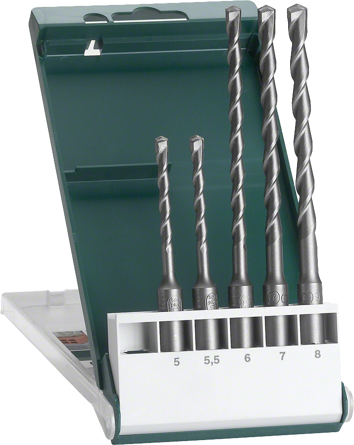 Bosch - SDS Plus Hammer Drill Bit Set 5 Pieces (5,5,5 x 110, 6,7,8 x 160 mm)