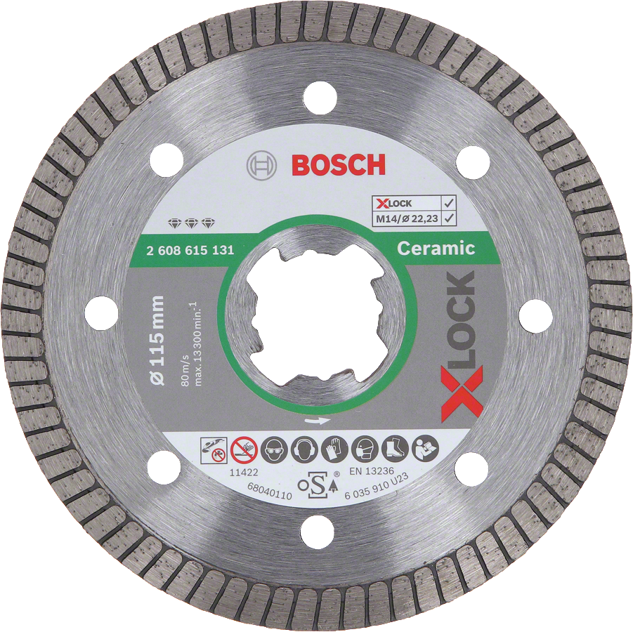 Bosch - X-LOCK - Best Serisi Seramik İçin, Extra Temiz Kesim Turbo Segman  Elmas Kesme Diski 115 mm