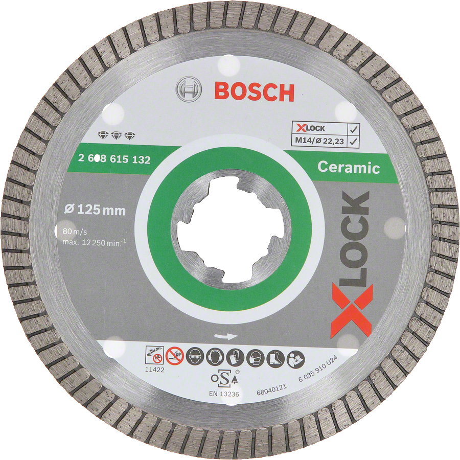 Bosch - X-LOCK - Best Serisi Seramik İçin, Extra Temiz Kesim Turbo Segman  Elmas Kesme Diski 125 mm