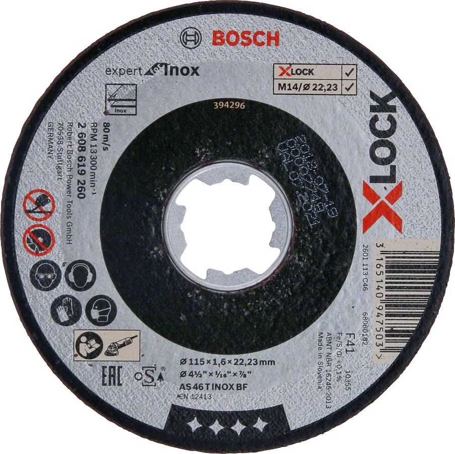 Bosch - X-LOCK - 115*1,6 mm Expert Serisi Düz Inox (Paslanmaz Çelik) Kesme Diski (Taş)