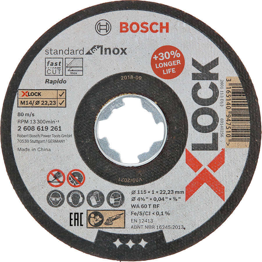 Bosch - X-LOCK - 115 * 1.0 mm Standard Series Flat Inox (Stainless Steel) Cutting Disc (Stone) - Rapido