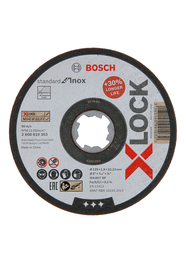 Bosch - X-LOCK - 125 * 1.6 mm Standard Series Flat Inox (Stainless Steel) Cutting Disc (Stone)