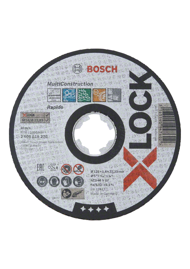 Bosch - X-LOCK - 125*1.6 mm Flat Cutting Disc for Multi-Material Use (Stone)