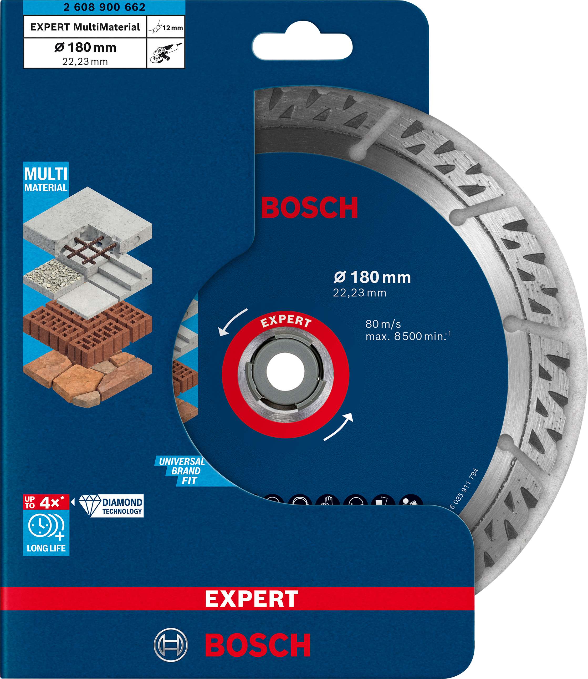 Bosch EXPERT- Best Series Diamond Cutting Disc for General Building Materials and Metal 180 mm