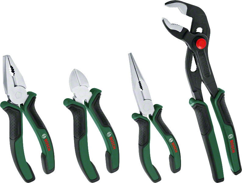 Pliers Set 4 Pieces (Pliers, Side Cutters, Pliers, Pipe Wrench)