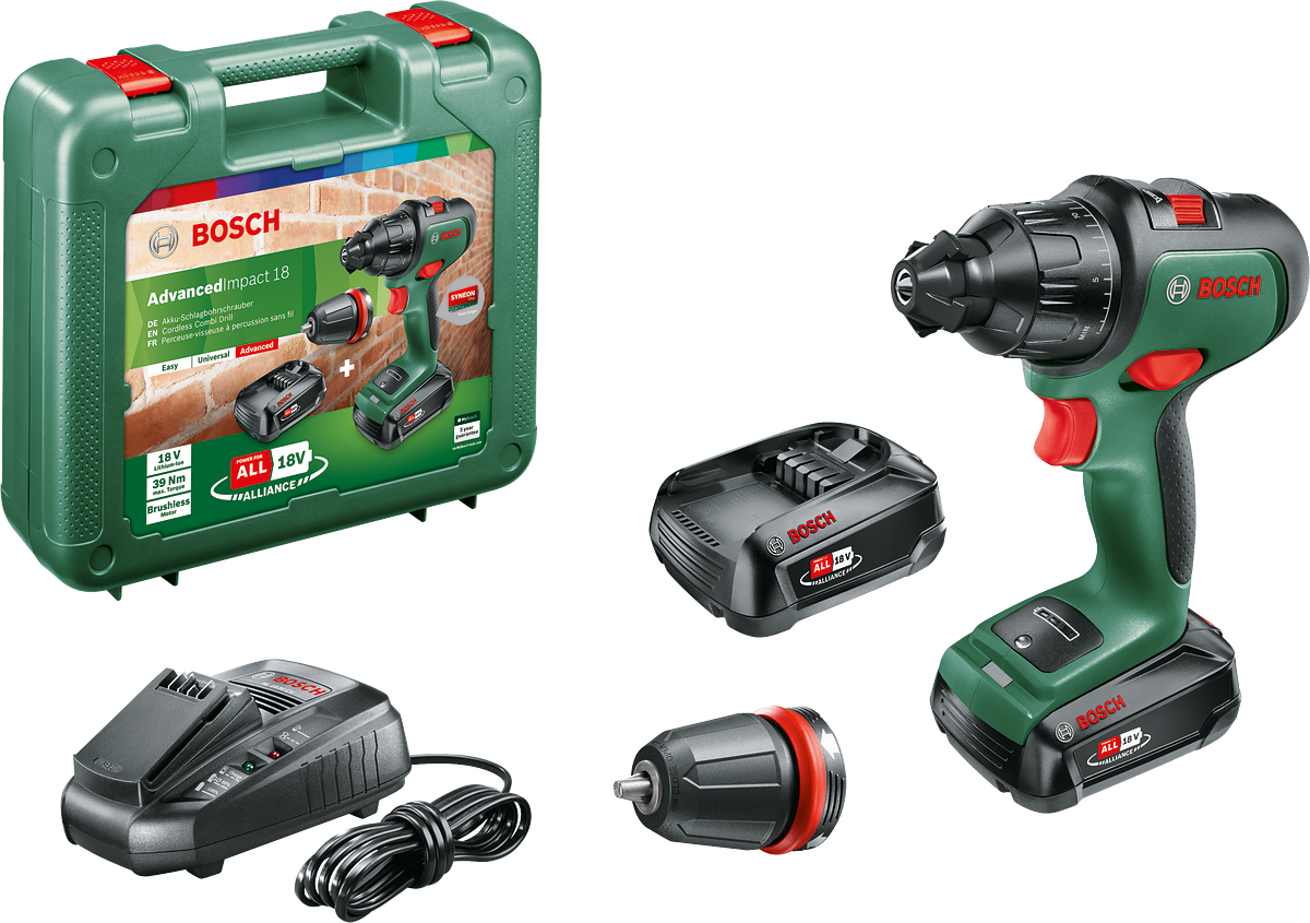 Bosch AdvancedImpact 18 Dual Cordless Impact Drill Driver 18V (2 x 2.5 Ah) + Charger AL 1830 CV