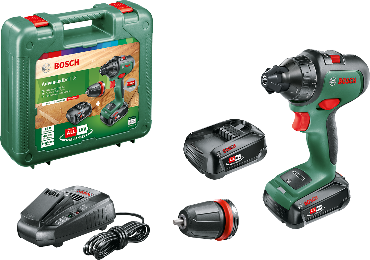 Bosch AdvancedDrill 18 Single Cordless Drill Driver 18V (1 x 2.5 Ah) + Charger AL 1830 CV