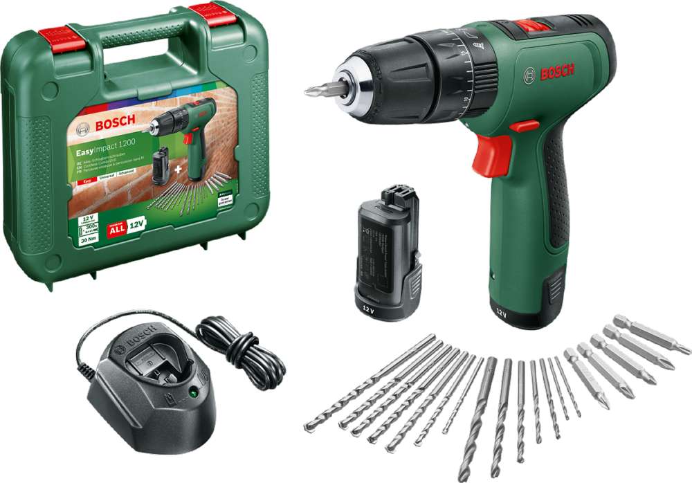 Bosch EasyImpact 1200 Cordless Impact Drill Driver + GAL 1210 CV + AC kit (Dual Battery)