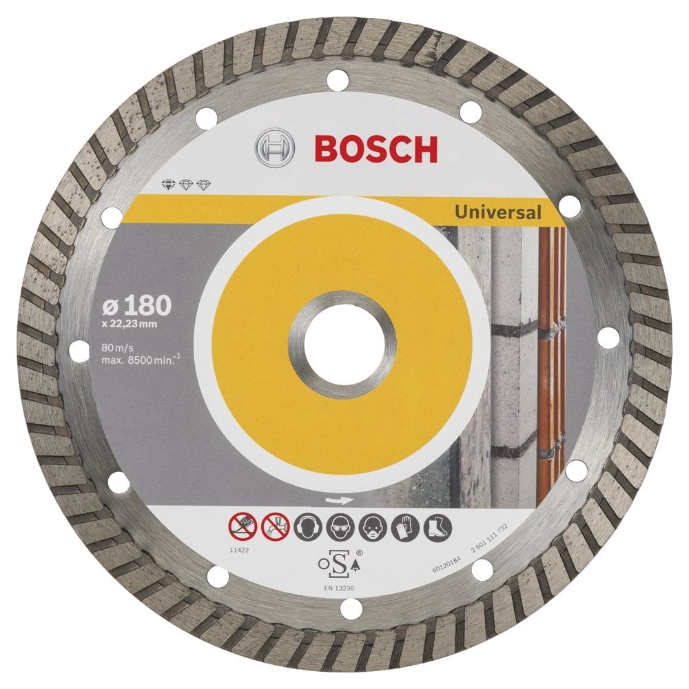 Bosch - Standard Series Turbo Segmented 9+1 Diamond Cutting Disc Set for General Building Materials 180 mm