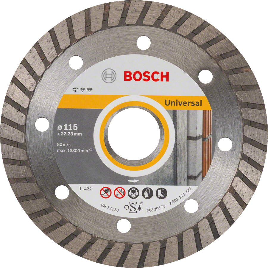 Bosch - Standard Seri Genel Yapı Malzemeleri İçin Turbo Segmanlı Elmas Kesme Diski 115 mm