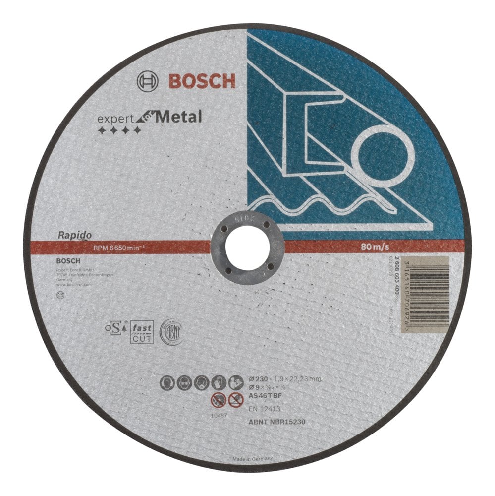 Bosch - 230 * 1.9 mm Expert Series Flat Metal Cutting Disc (Stone) - Rapido