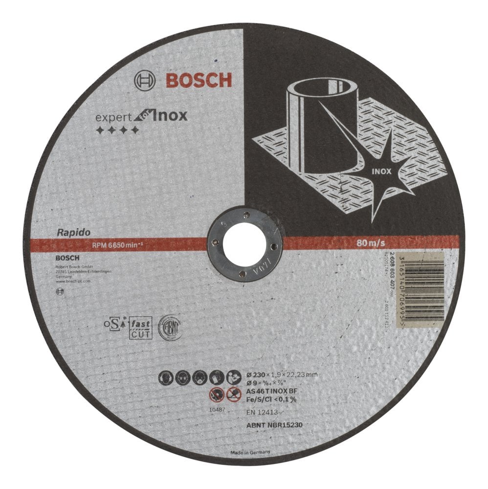 Bosch - 230 * 1.9 mm Expert Series Flat Inox (Stainless Steel) Cutting Disc (Stone) - Rapido