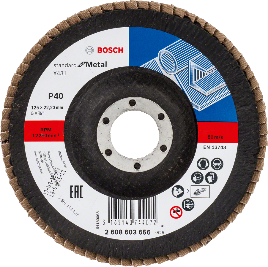 Bosch - 125 mm 40 Kum Standard Seri AlOX Flap Disk