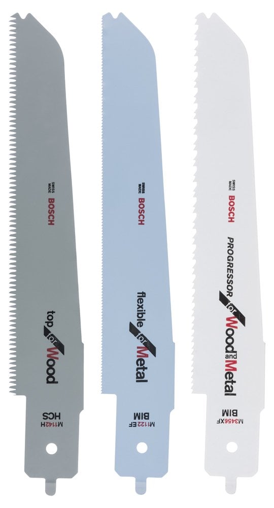 Bosch - 3 Piece PFZ 500 E Compatible Mixed Sabre Saw Blade Set - M 1142 H, M 3456 XF; M 1122 EF