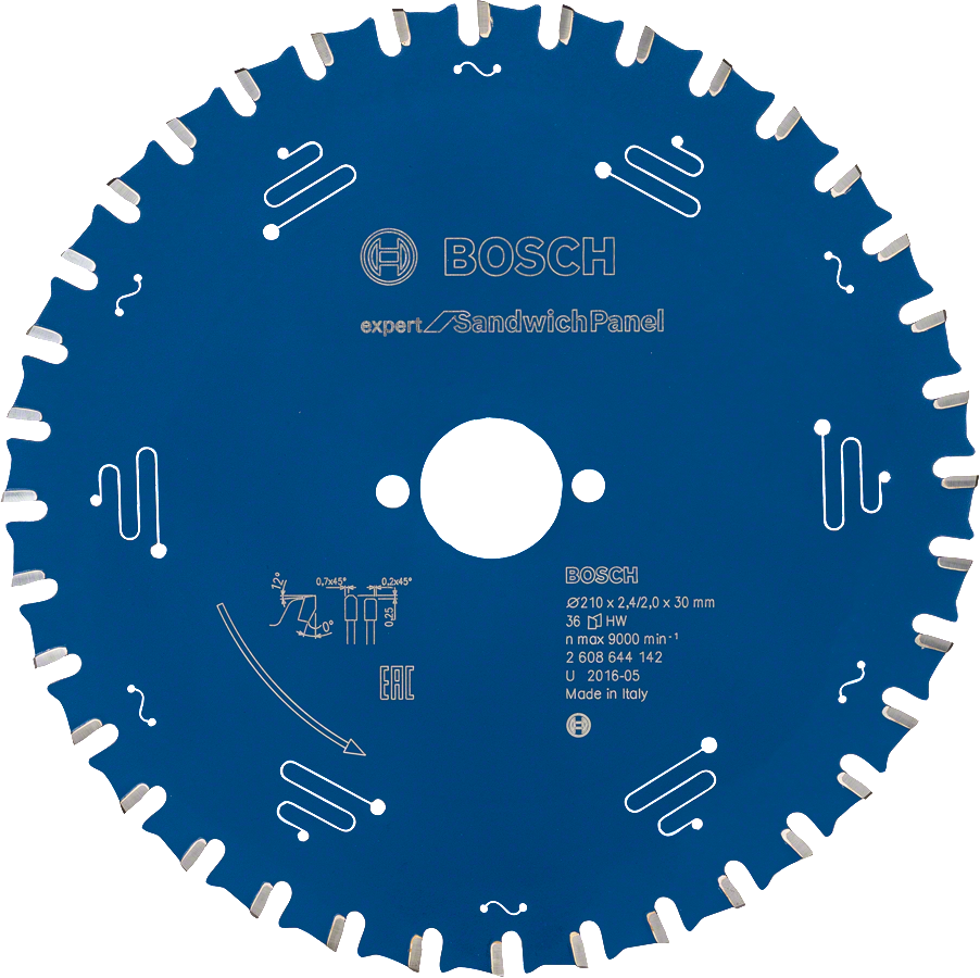 Bosch - Expert Serisi Çelik Levhalı Sandviç Panelleri için Daire Testere Bıçağı 210*30 mm 36 Diş