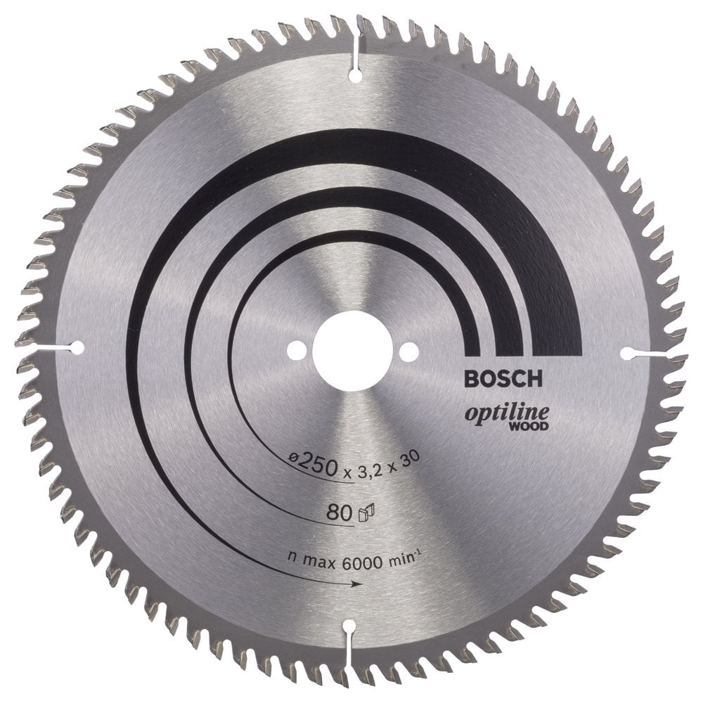 Bosch - Optiline Series Circular Saw Blade for Wood 250*30 mm 80 Teeth