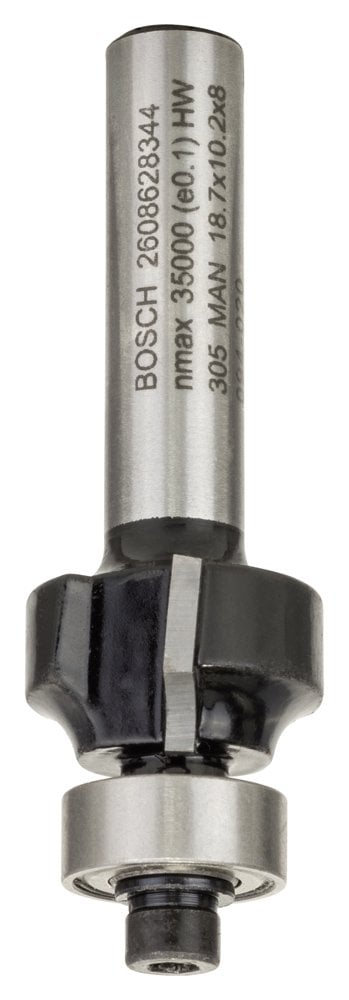 Bosch - Standard Series Double Flute, Solid Metal Ball Bearing Rounding Router for Wood 8*3*53 mm