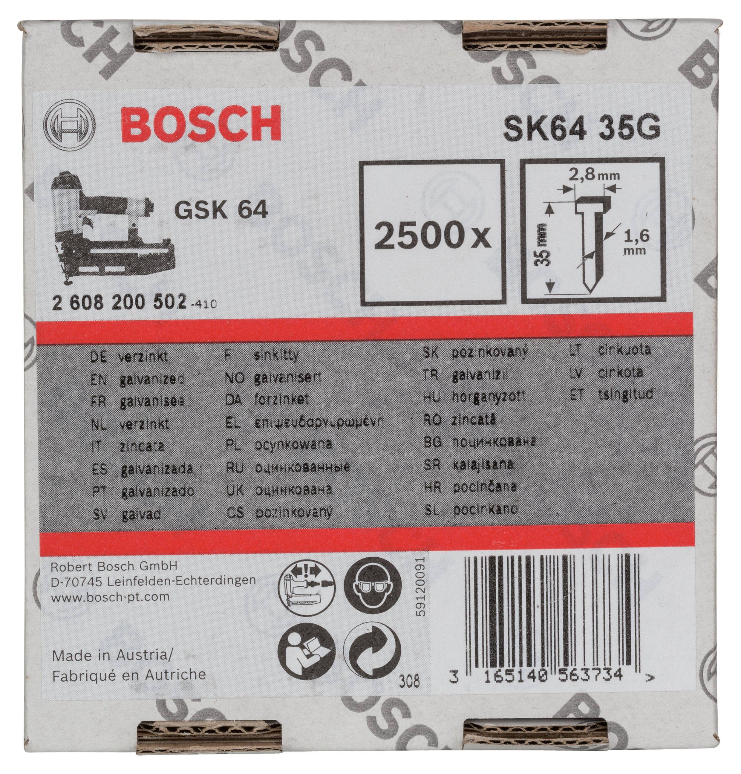 Bosch - GSK 64 Nail 35 mm 2500 Galvanized