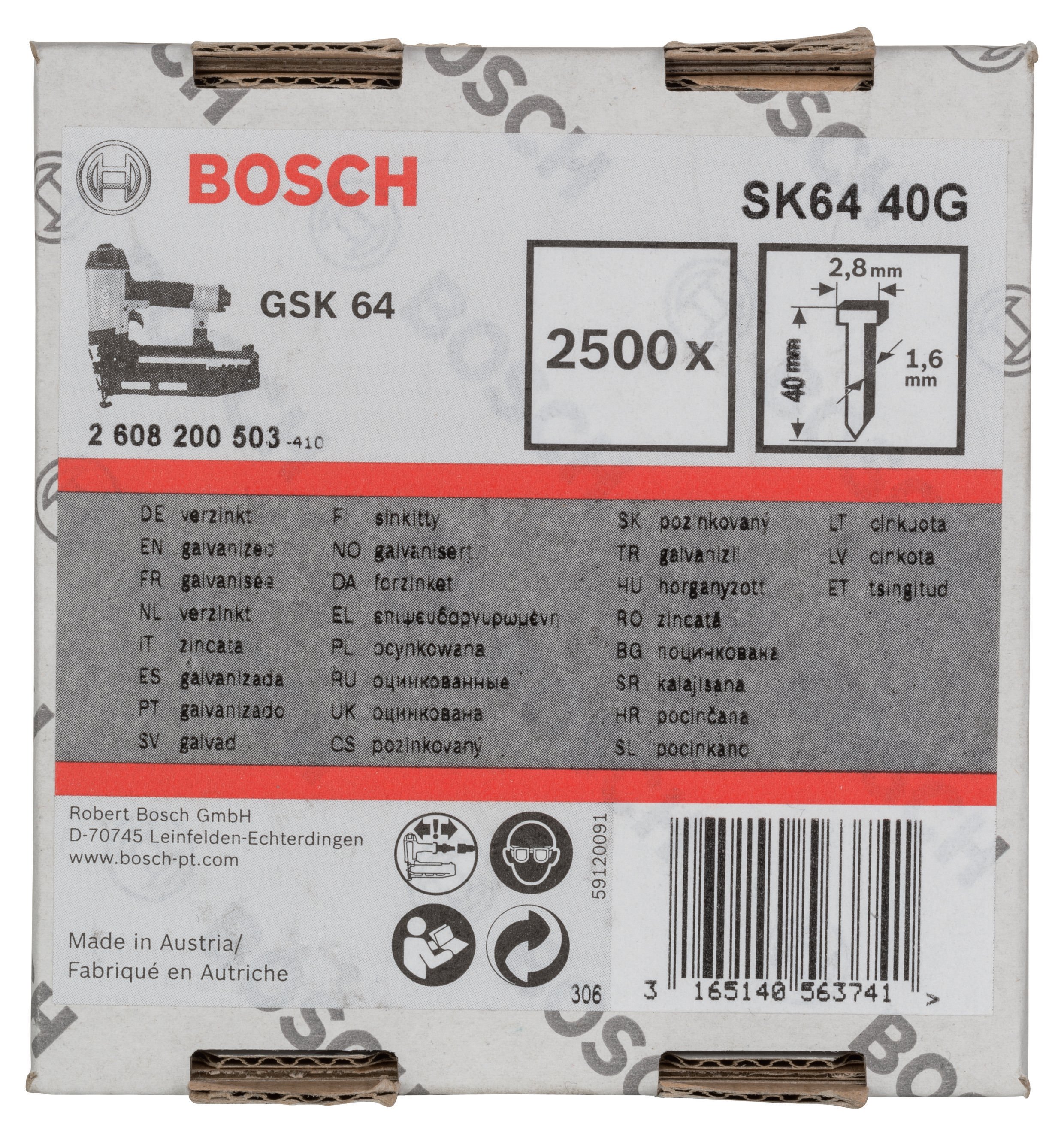 Bosch - GSK 64 Nail 40 mm 2500 Galvanized