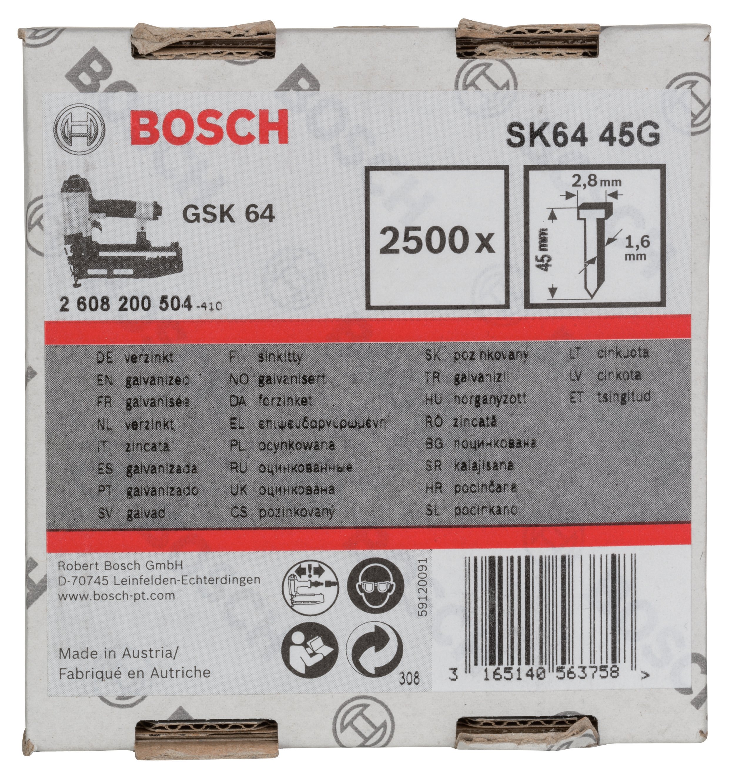 Bosch - GSK 64 Nail 45 mm 2500 Galvanized