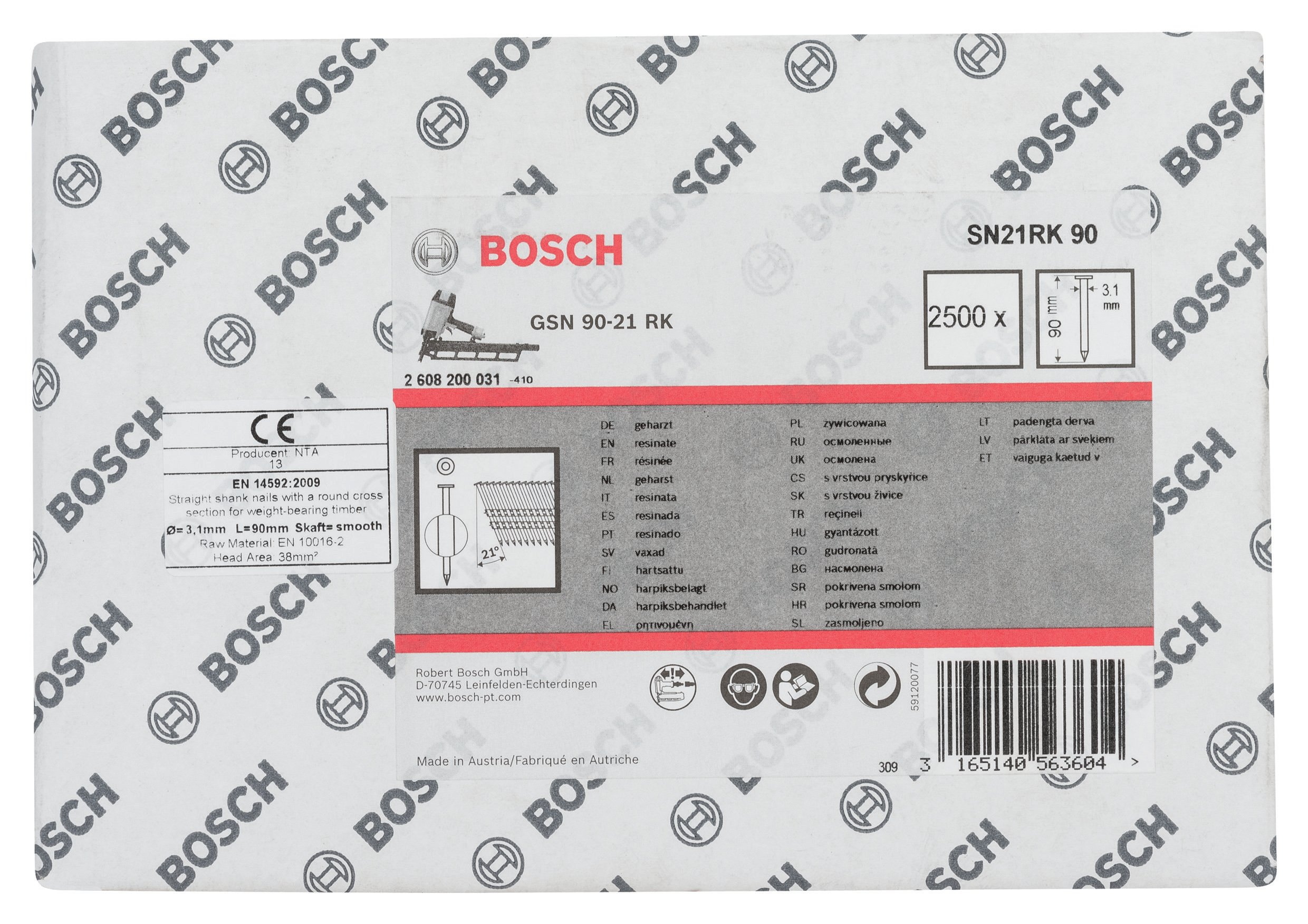 Bosch - GSN 90-21DK Nail 90mm 2500 Flat Polished