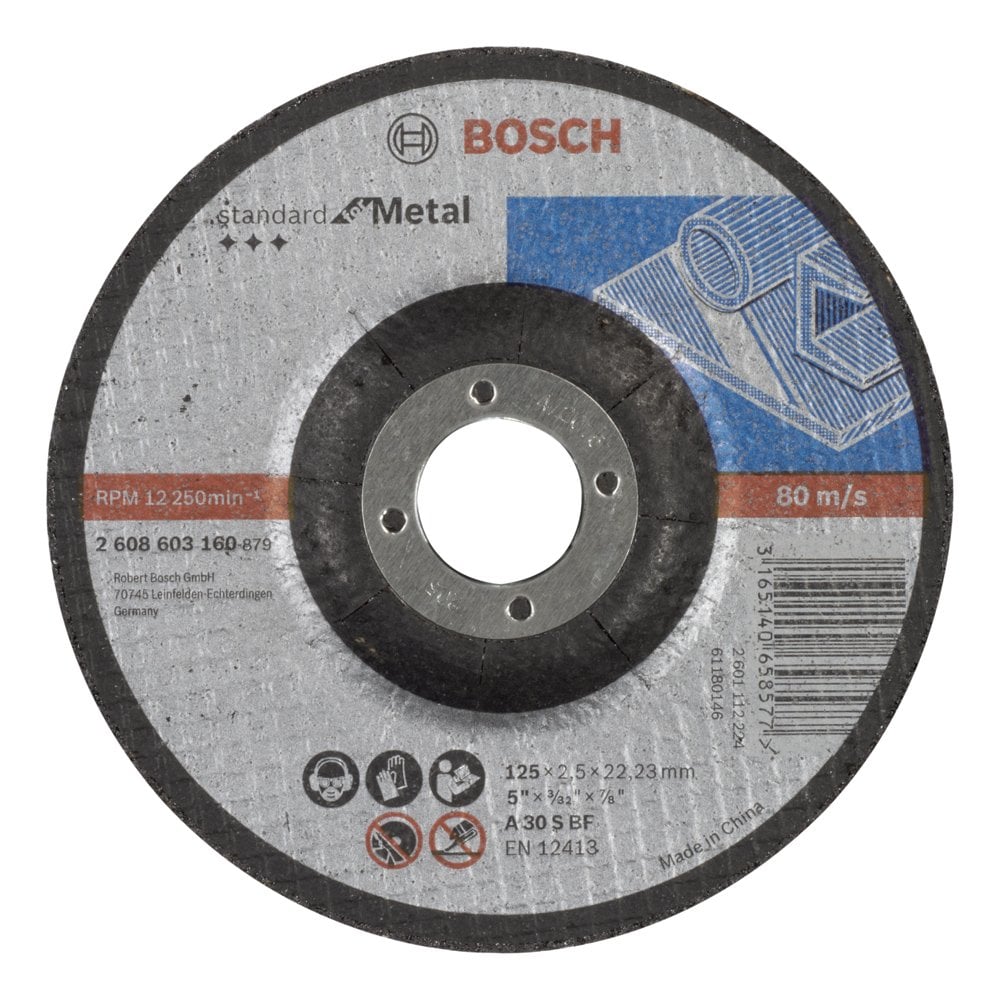 Bosch - 125*2,5 mm Standard Seri Bombeli Metal Kesme Diski (Taş)