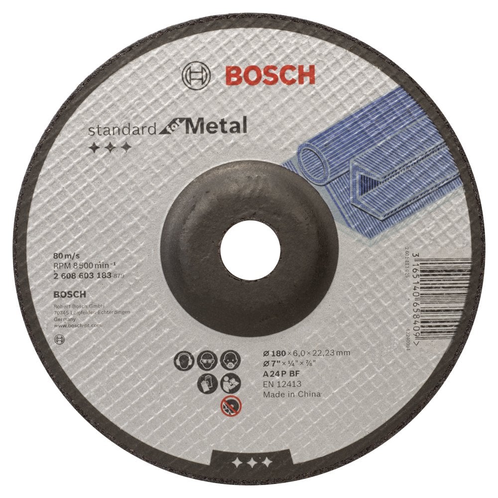 Bosch - 180 * 6.0 mm Standard Series Curved Metal Grinding Disc (Stone)